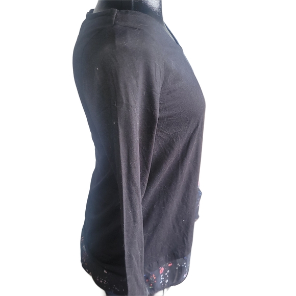 Desigual Abstract Floral Black Long Sleeve Top S - Picture 3 of 6